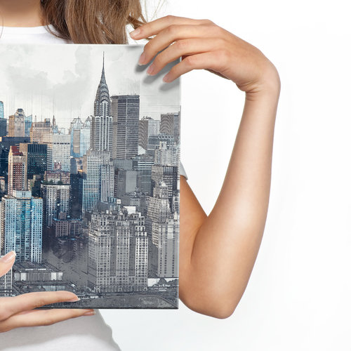 Schilderij - Panorama van New York , Wanddecoratie , Premium print