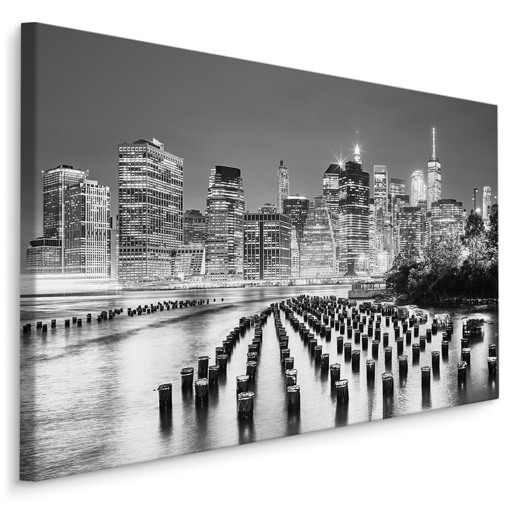 Schilderij - Nacht in New York , Wanddecoratie , Premium print afbeelding