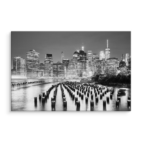 Schilderij - Nacht in New York , Wanddecoratie , Premium print