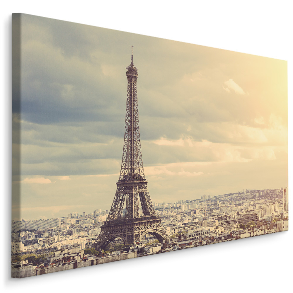 Schilderij - Eiffeltoren in Parijs , Wanddecoratie , Premium print afbeelding