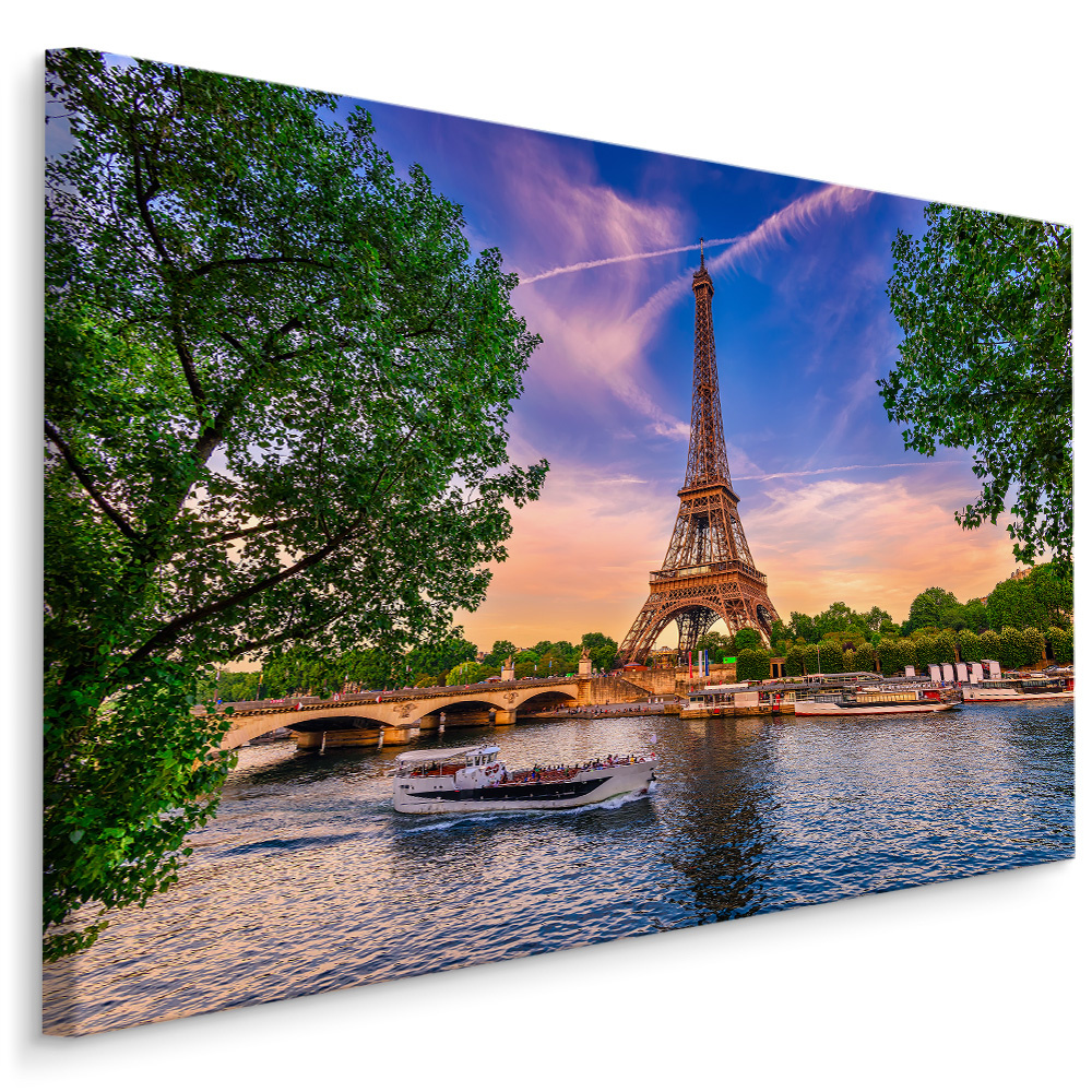 Schilderij - Eiffeltoren in Parijs , Wanddecoratie , Premium print afbeelding