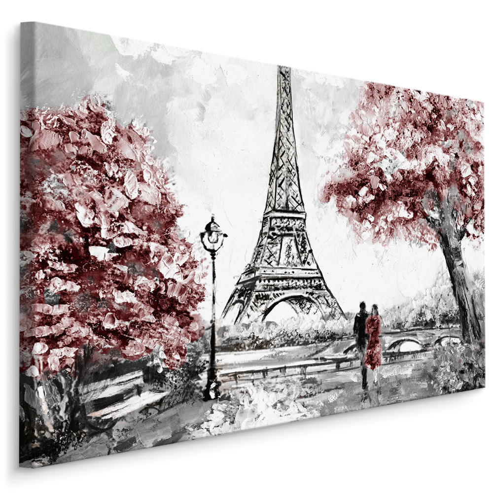 Schilderij - Romantisch Parijs , Wanddecoratie , Premium print afbeelding