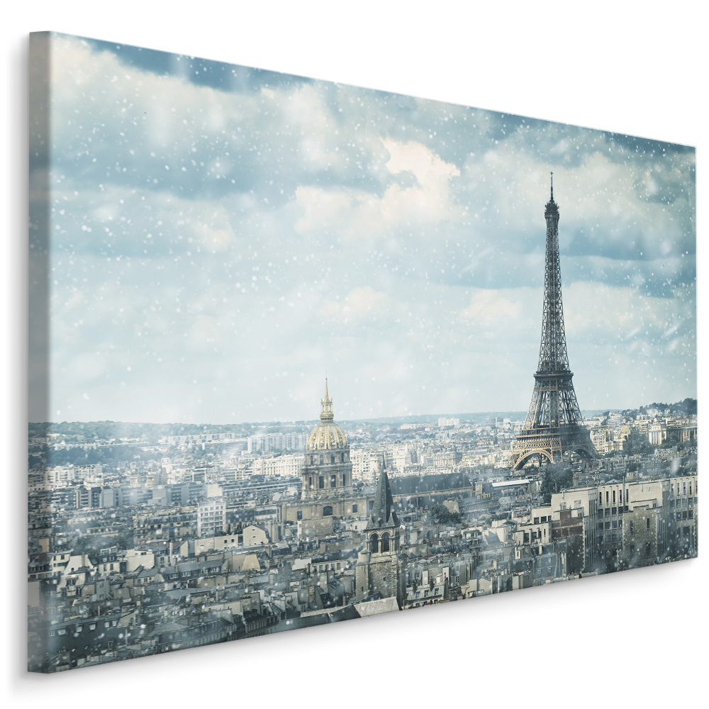 Schilderij - Winter in Parijs , Wanddecoratie , Premium print afbeelding
