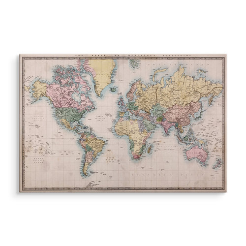 Schilderij -  Wereldkaart oude stijl  , Wanddecoratie , Premium print