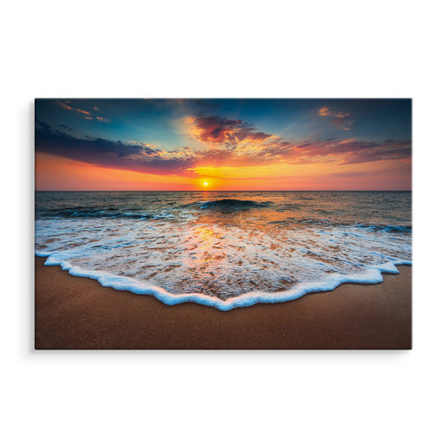 Schilderij -  Zonsondergang op de zee  , Wanddecoratie , Premium print