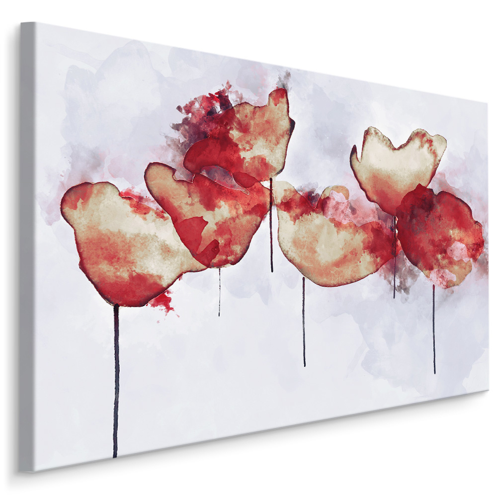 Schilderij - Abstracte Klaprozen , Wanddecoratie , Premium print afbeelding