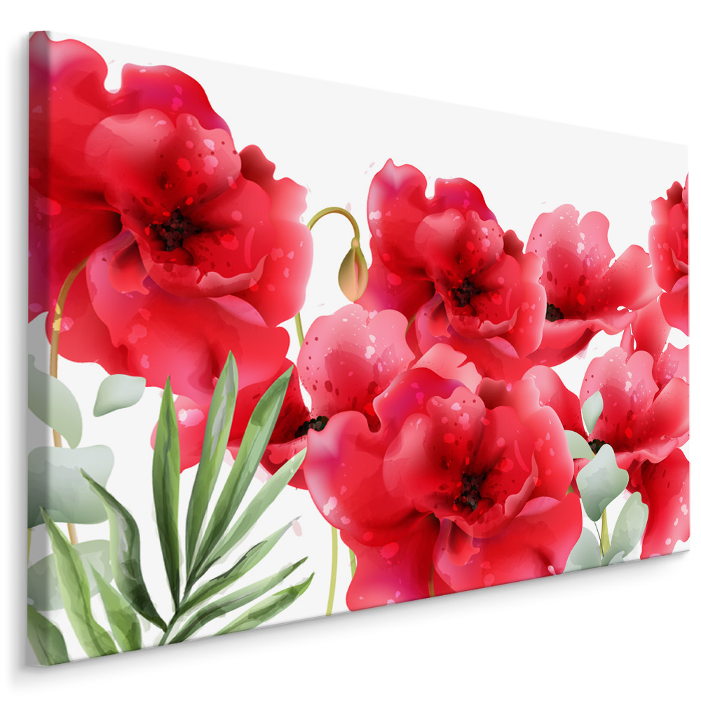 Schilderij - Prachtige Klaprozen in Retro style , Wanddecoratie , Premium print afbeelding