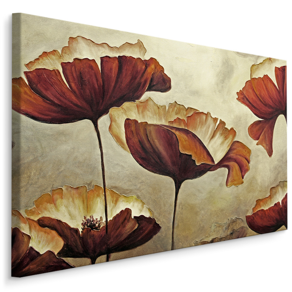 Schilderij - Prachtige Vintage Klaprozen , Wanddecoratie , Premium print afbeelding