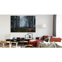 Schilderij - Bos in de mist, premium print, natuur aan de muur