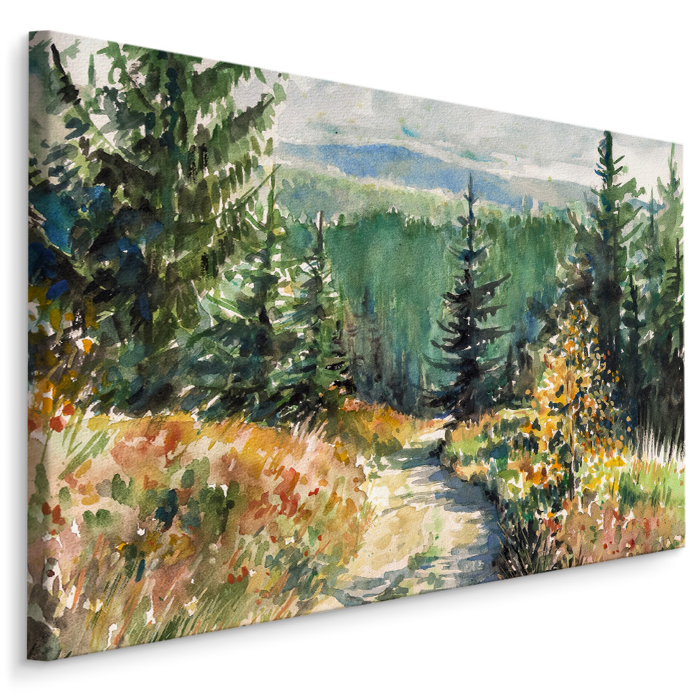 Schilderij - Prachtig schilderij van een landschap, print op canvas, premium afbeelding