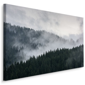 Schilderij - Bos in de wolken, premium print, wanddecoratie