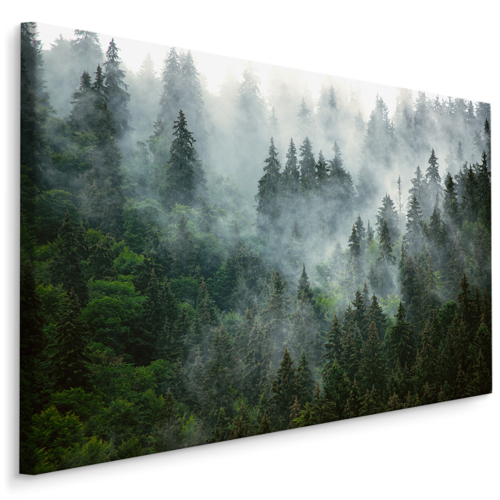 Schilderij - Mist in de bergen, eyecatcher voor aan de wand, premium print afbeelding