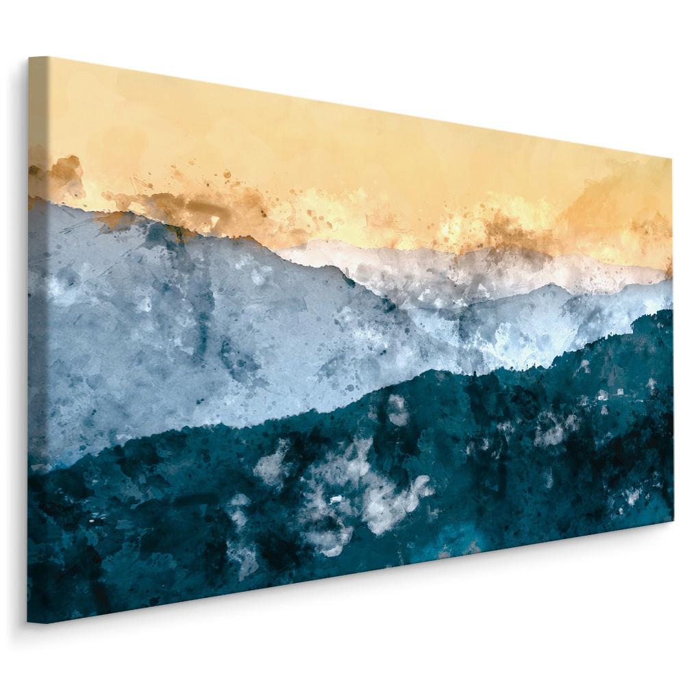 Schilderij - Abstract berglandschap, print op canvas, premium afbeelding