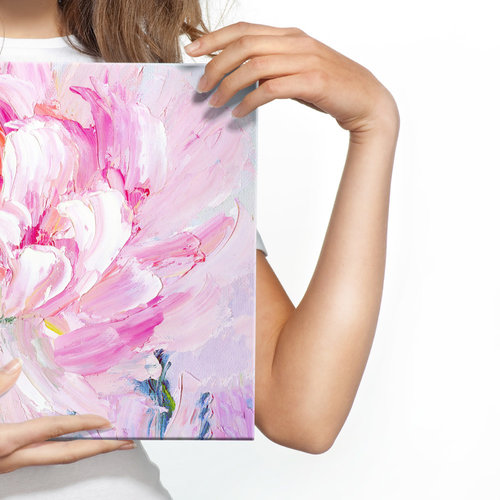 Schilderij - Pinkster roos, print op  canvas, premium print , Wanddecoratie