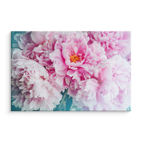 Schilderij - Pioen rozen , print op  canvas, premium print , Wanddecoratie