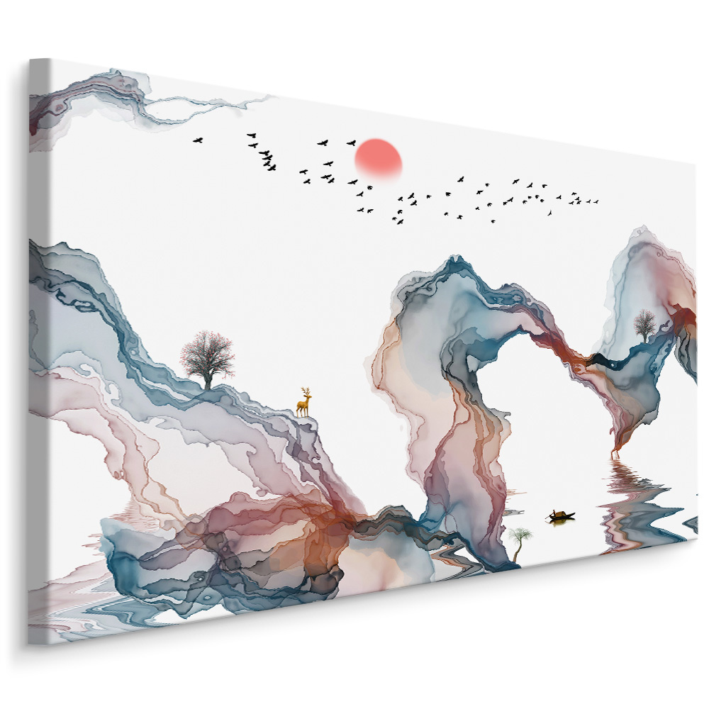 Schilderij - Abstract Landschap , print op canvas, premium print , Wanddecoratie afbeelding