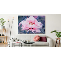 Schilderij - Prachtige roze roos in bloei, eyecatcher in uw kamer, premium print