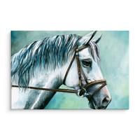 Schilderij - Prachtig schilderij van een wit paard, print op canvas, premium print