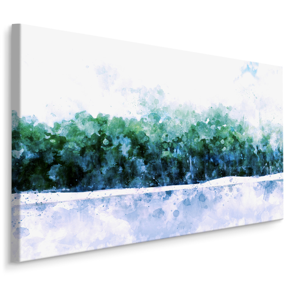 Schilderij - Abstract bos, aquarel, print op canvas, wanddecoratie afbeelding