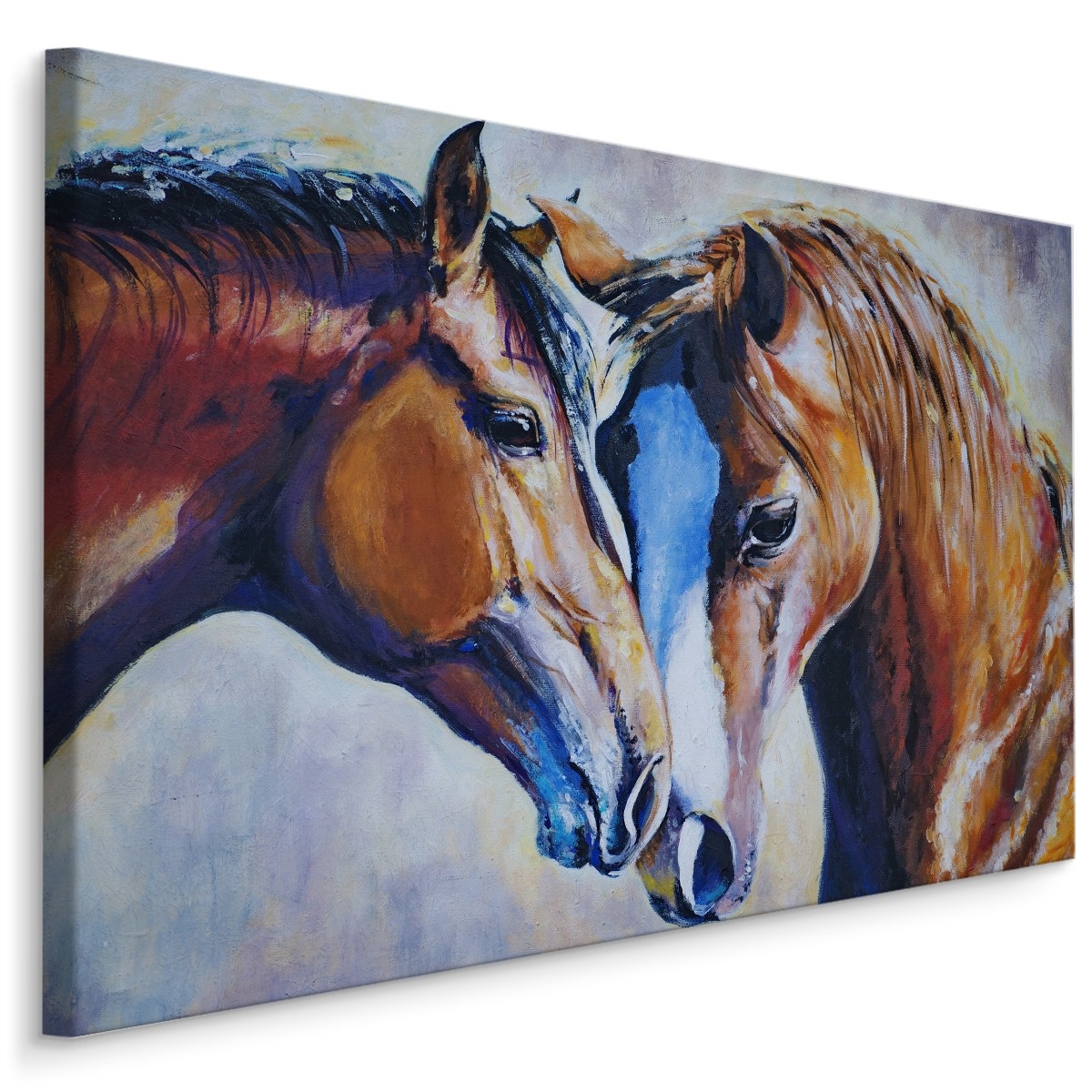 Schilderij - Paarden liefde geschilderd, print op canvas, premium print afbeelding