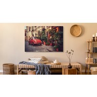 Schilderij - Fiat 500 in Italië, vintage, premium print, wanddecoratie