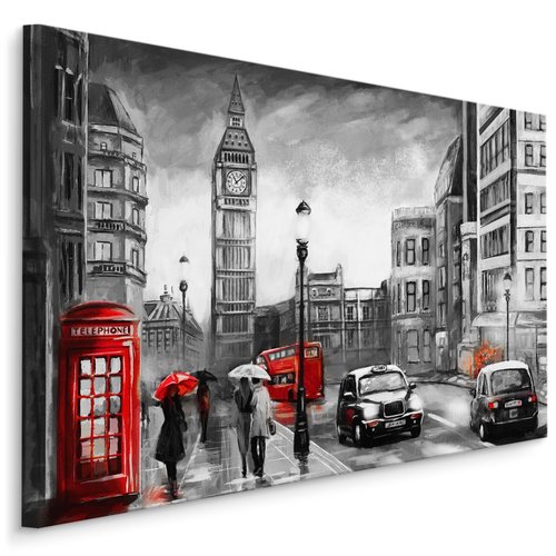 Schilderij - Mooi overzicht van Londen, print op canvas, premium