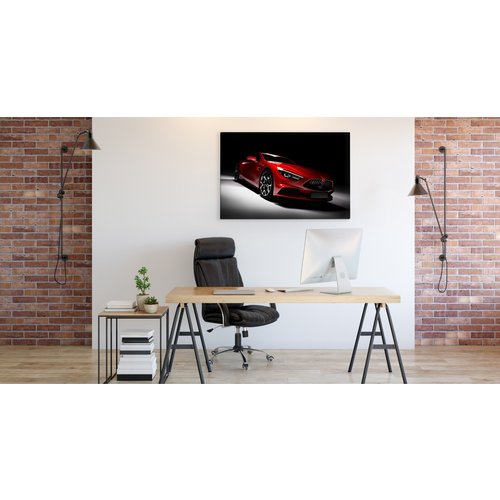 Schilderij - Rode sportwagen, premium print, wanddecoratie