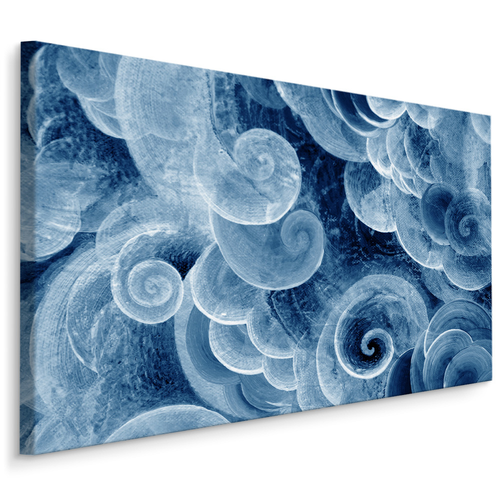 Schilderij - Abstracte geagiteerde golven, blauw, premium print