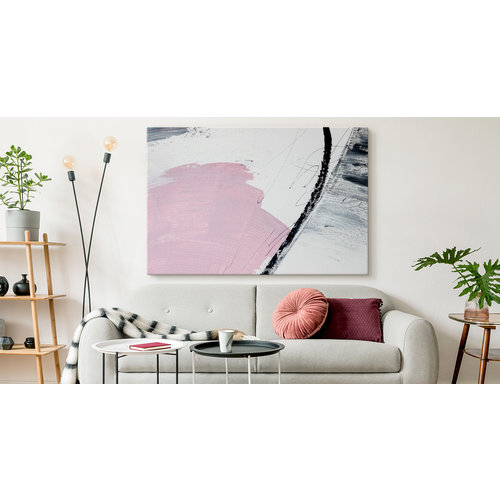 Schilderij - Abstract in het roze, een echte eycatcher in huis, premium print