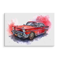 Schilderij - Rode Oldtimer, print op canvas, premium print