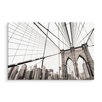 Schilderij Brooklyn Bridge close-up, beige, prachtige wanddecoratie