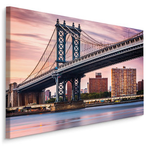 Schilderij - Manhatten Bridge NYC, multi-gekleurd, scherpe print