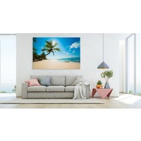 Schilderij - Strand met palmbomen, multi-gekleurd, scherpe print