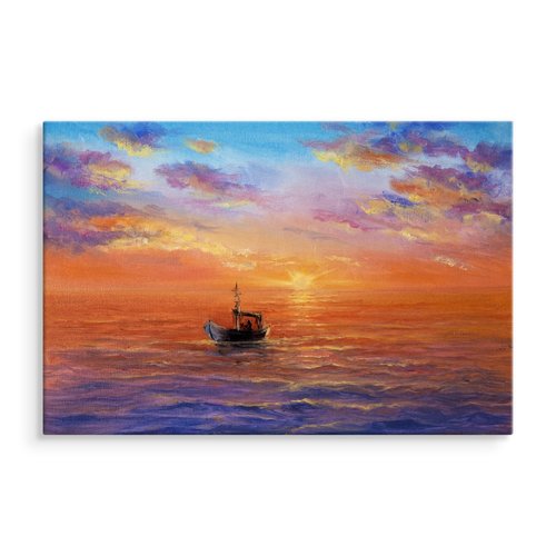 Schilderij Boot op zee (print op canvas), multi-gekleurd, scherp geprijsd