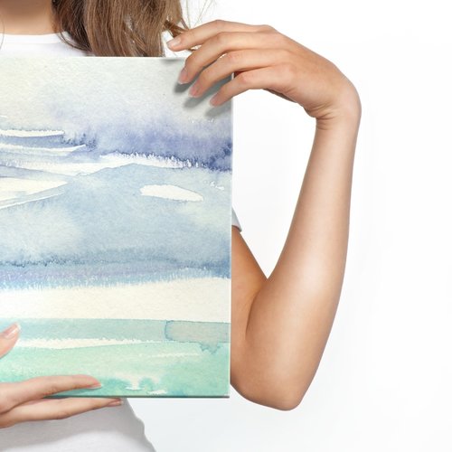 Schilderij Abstracte zee (print op canvas), groen/blauw, wanddecoratie