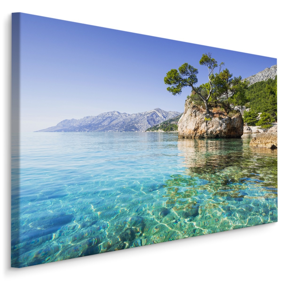 Schilderij - Zee in Kroatië, blauw, wanddecoratie afbeelding