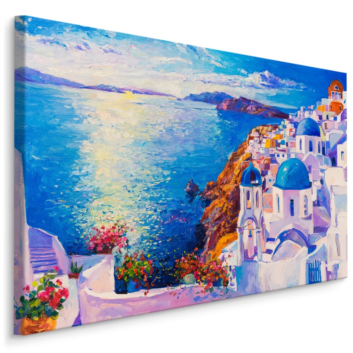 Schilderij - Griekse zee, blauw, premium print afbeelding
