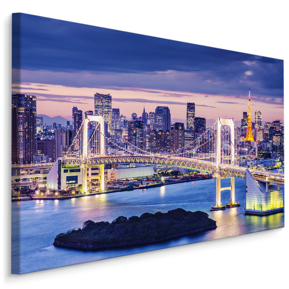 Schilderij - Regenboogbrug Tokio, multi-gekleurd, premium print afbeelding
