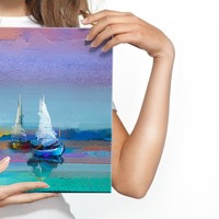 Schilderij - Kleurrijke zeilboten (print op canvas), scherp geprijsde wanddecoratie