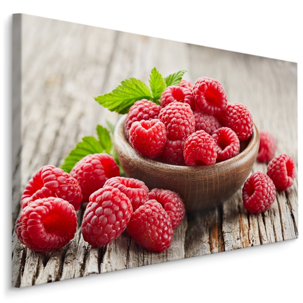 Schilderij - Verse frambozen, rood/bruin, premium print afbeelding
