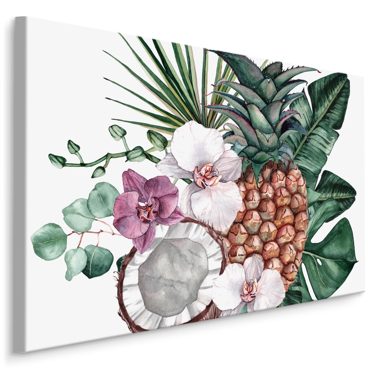 Schilderij - Tropisch fruit en orchidee, multi-gekleurd, scherp geprijsd afbeelding
