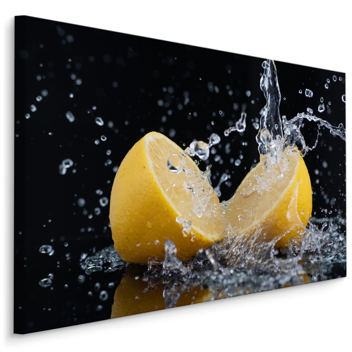 Schilderij - citroenen in water, super scherpe print, wanddecoratie afbeelding