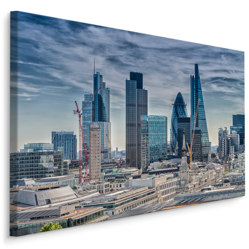 Schilderij - Skyline van Londen, blauw/grijs, wanddecoratie afbeelding