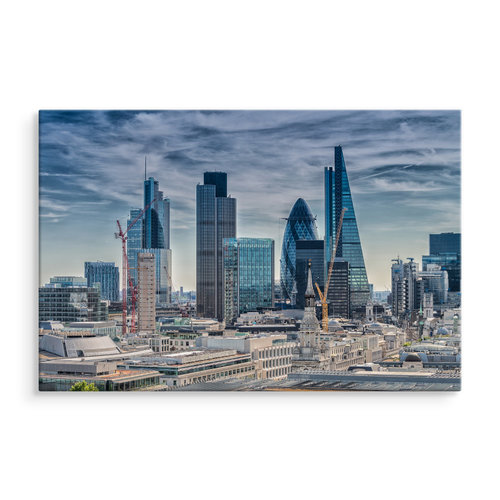 Schilderij - Skyline van Londen, blauw/grijs, wanddecoratie