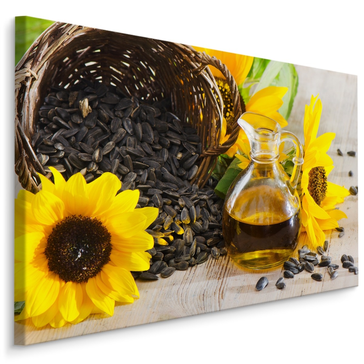 Schilderij Zonnebloem en olie II, multi-gekleurd, wanddecoratie afbeelding