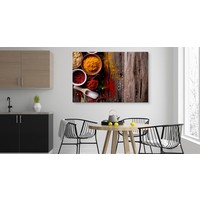 Schilderij - Scherpe specerijen op hout (print op canvas), multi-gekleurd, premium print