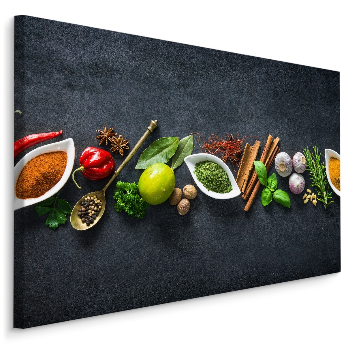 Schilderij - Oosterse kruiden en specerijen, multi-gekleurd, premium print afbeelding