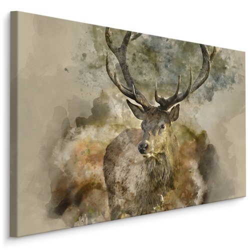 Schilderij -Canvas print van abstract hert in bruine tinten, premium print
