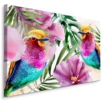 Schilderij- Tropische vogels, 4 maten, multi-gekleurd, wanddecoratie