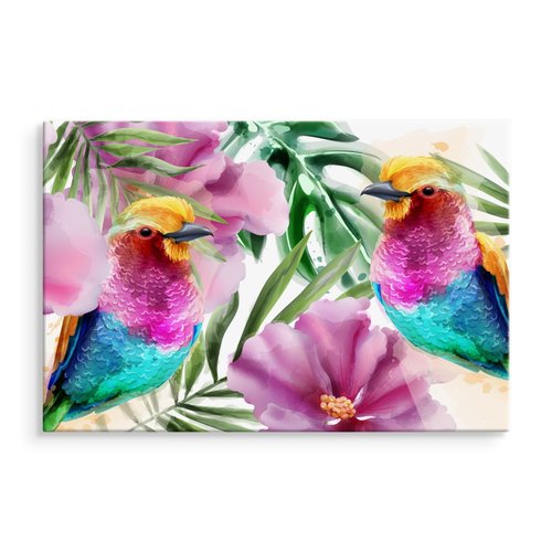 Schilderij- Tropische vogels, 4 maten, multi-gekleurd, wanddecoratie